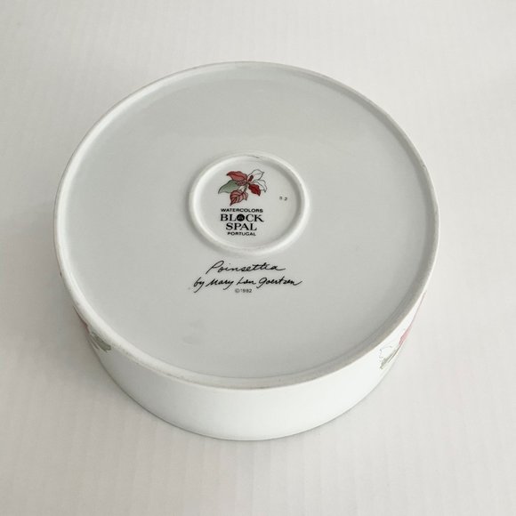 Vintage Christmas Holiday Vegetable Bowl Red Poinsettia by BLOCK SPAL,Goetzen - Picture 5 of 11